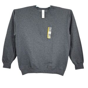 Athletic Works Mens Fleece Pullover Gray Sweatshirt L 42-44 Moisture Wicking NWT